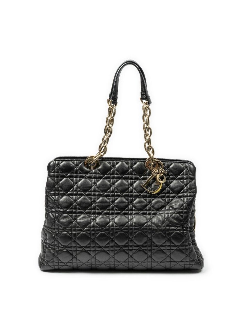 Dior Large Soft Lady Dior Tote Black Kanaj Lambskin Leather